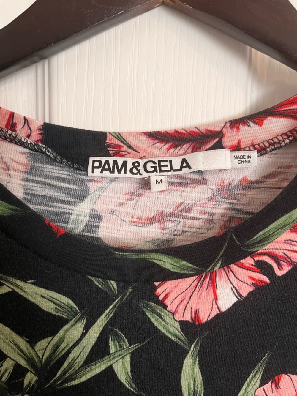 Pam & Gela 100% Cottom Bali Hai Puff Short Sleeve Floral Mini Dress Size M - Picture 6 of 11